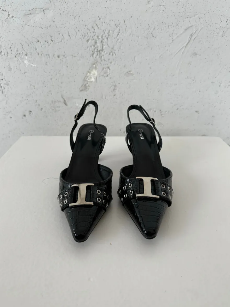 Design By Si Nida slingback stiletter med spænde - Sort Online