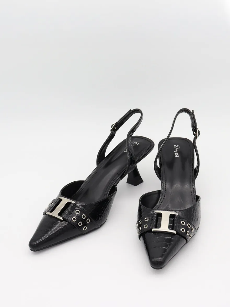 Design By Si Nida slingback stiletter med spænde - Sort Online