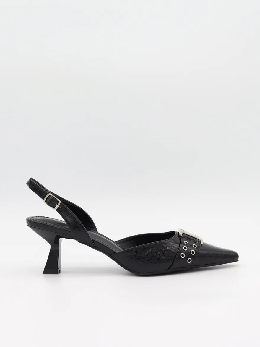 Design By Si Nida slingback stiletter med spænde - Sort Online