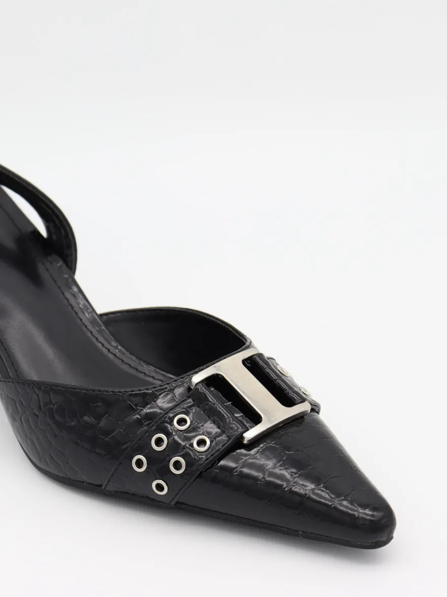Design By Si Nida slingback stiletter med spænde - Sort Online