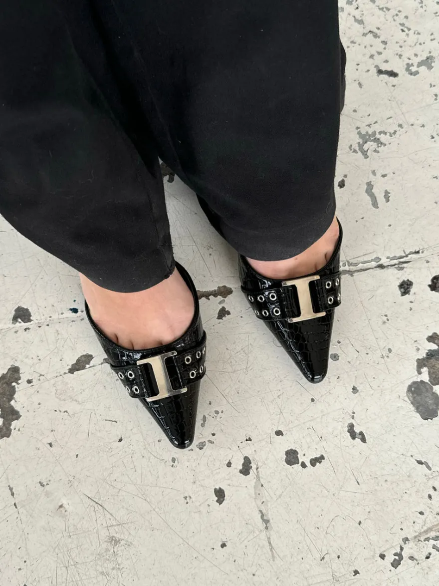 Design By Si Nida slingback stiletter med spænde - Sort Online