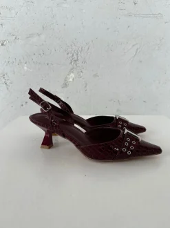 Design By Si Nida slingback stiletter med spænde - Vinrød Online
