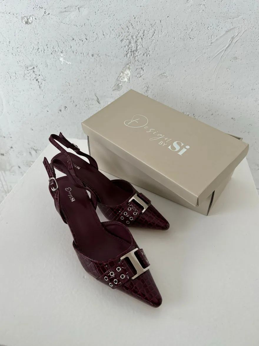 Design By Si Nida slingback stiletter med spænde - Vinrød Online