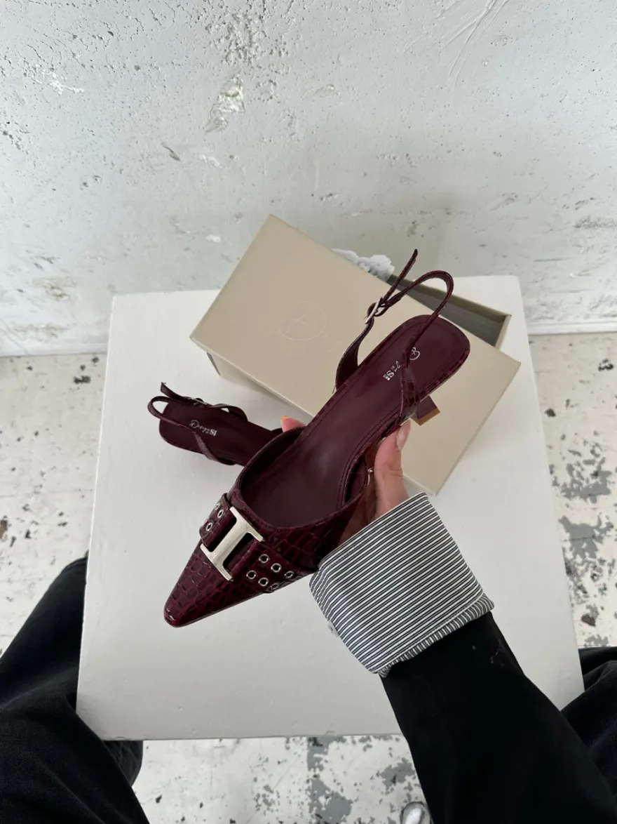 Design By Si Nida slingback stiletter med spænde - Vinrød Online