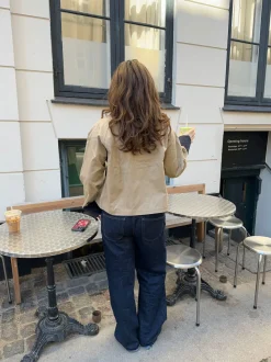 Design By Si Noami kort jakke med krave - Beige/navy Discount