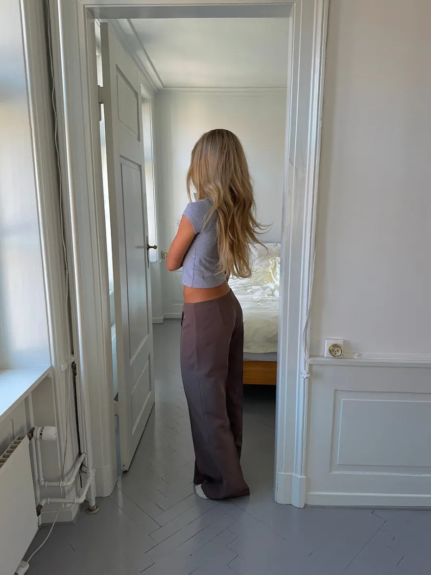 Design By Si Nula suit bukser med bindebælte - Taupe