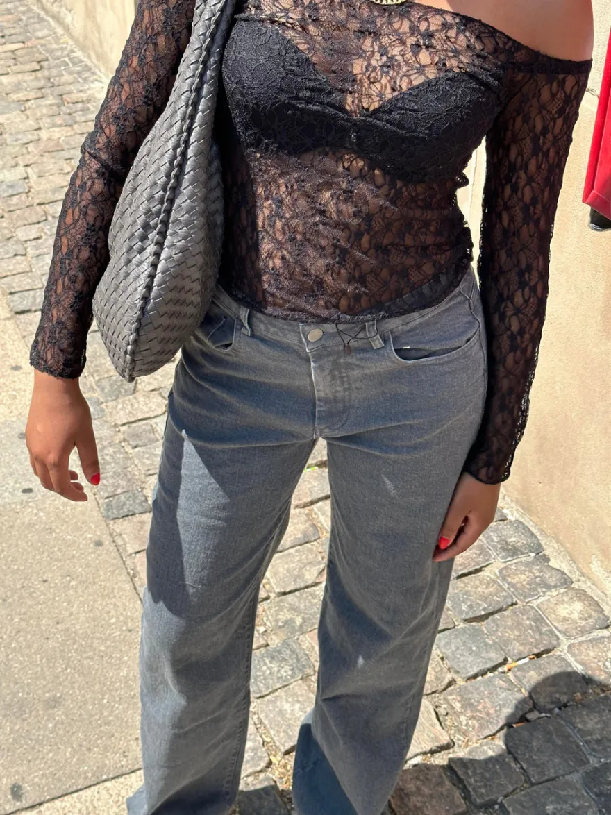 Design By Si Nuna lavtaljede jeans - Grå Sale