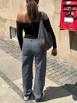 Design By Si Nuna lavtaljede jeans - Grå Sale