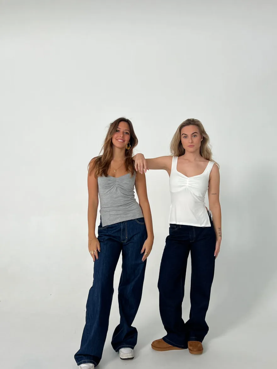 Design By Si Nuna lavtaljede jeans - Mørk denim Discount