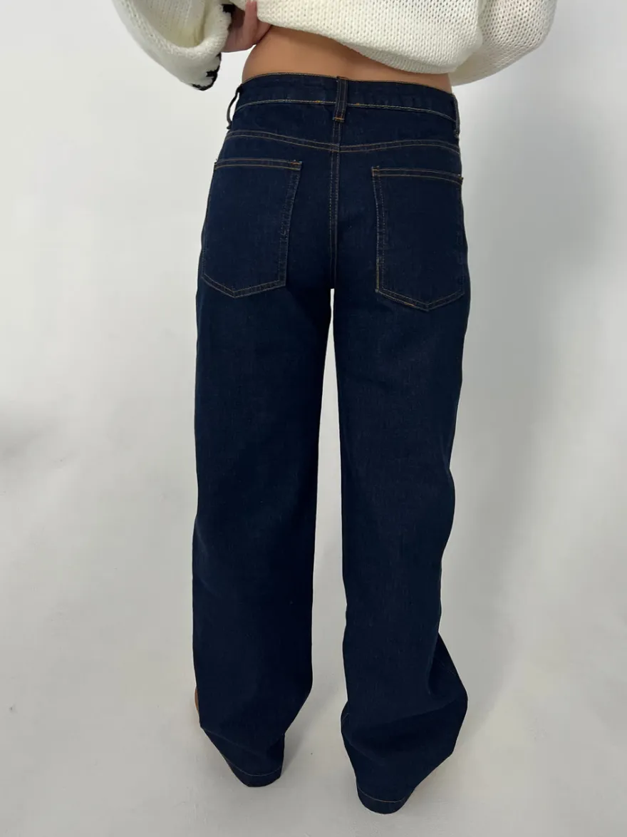 Design By Si Nuna lavtaljede jeans - Mørk denim Discount