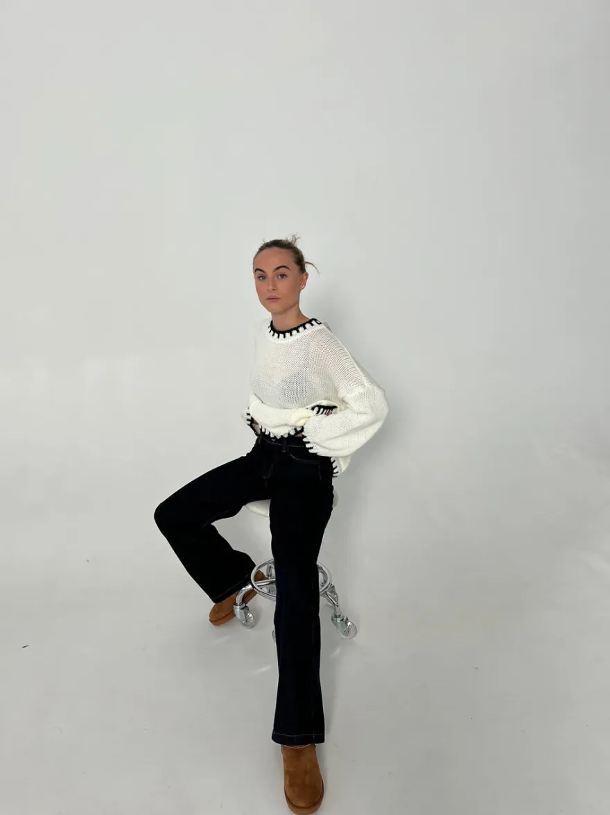 Design By Si Nuna lavtaljede jeans - Mørk denim Discount
