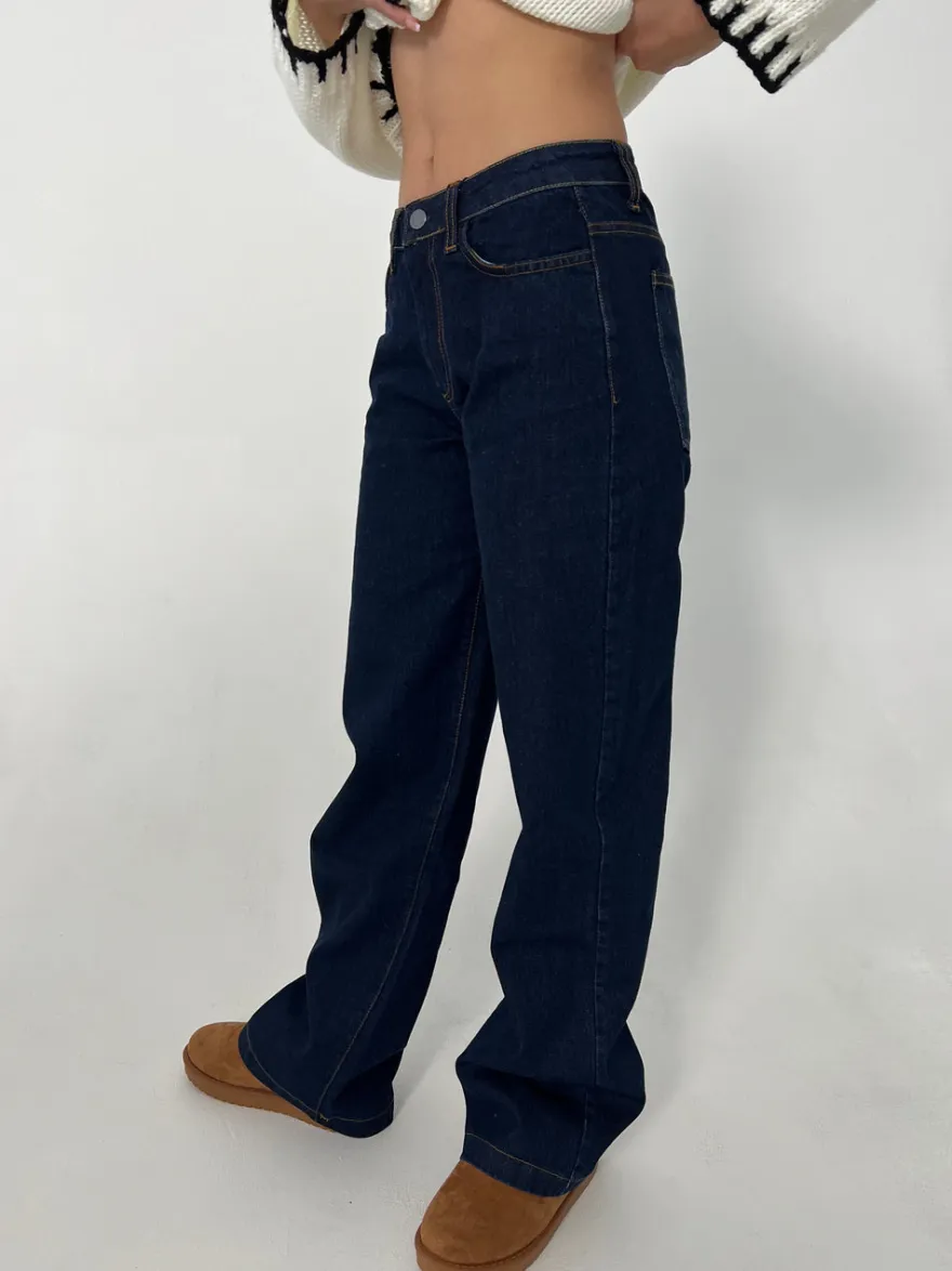 Design By Si Nuna lavtaljede jeans - Mørk denim Discount