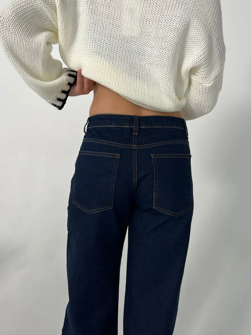 Design By Si Nuna lavtaljede jeans - Mørk denim Discount