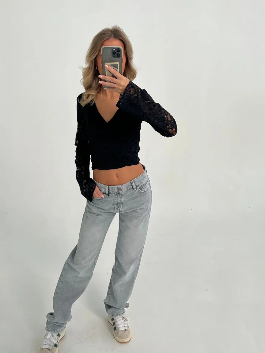 Design By Si Nyla jeans - Lysegrå Discount