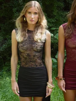 Design By Si Olga minikjole med blonder - Sort Sale