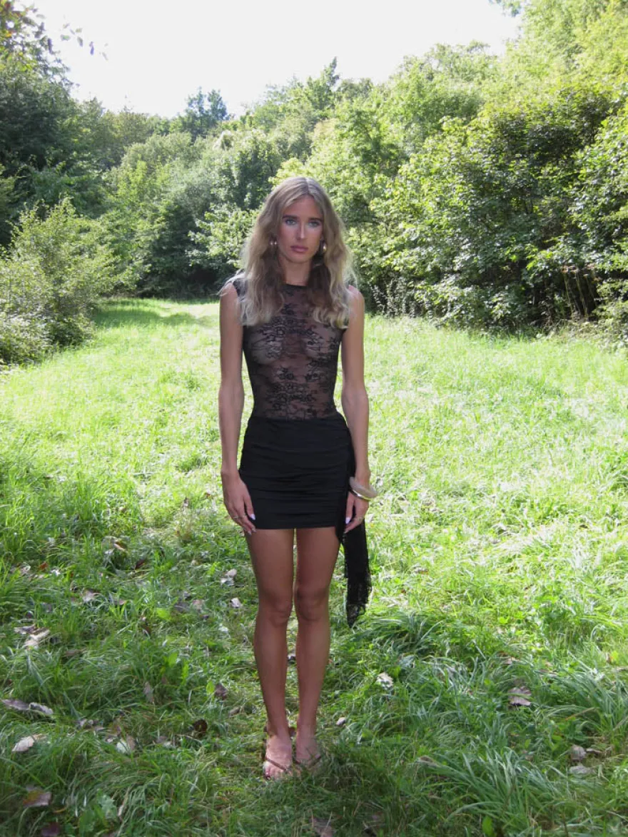 Design By Si Olga minikjole med blonder - Sort Sale