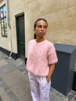 Design By Si Olivia kortærmet mohair cardigan - Lyserød Sale