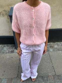 Design By Si Olivia kortærmet mohair cardigan - Lyserød Sale