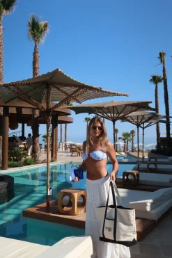 Design By Si Oliviana bandeau bikini med mønster - Blå/hvid Best