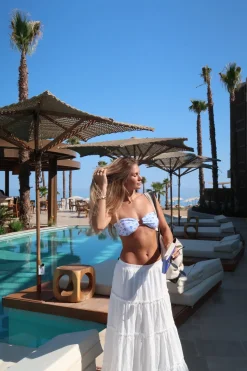 Design By Si Oliviana bandeau bikini med mønster - Blå/hvid Best