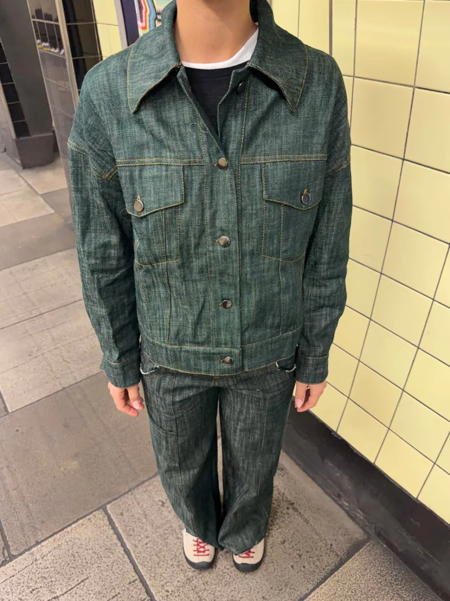 Design By Si Olivina denimjakke - Blågrøn Discount