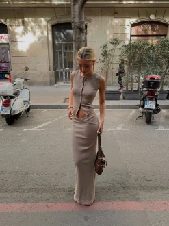 Design By Si Osccarra top med knapper - Beige Best