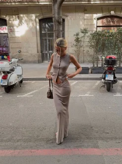 Design By Si Osccarra top med knapper - Beige Best