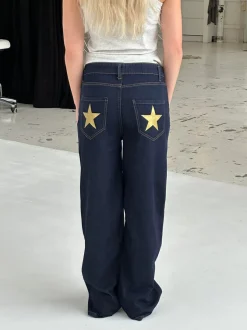 Design By Si Oversized stjerne jeans - Guld stjerner Clearance