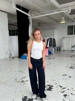 Design By Si Oversized stjerne jeans - Hvide stjerner Sale
