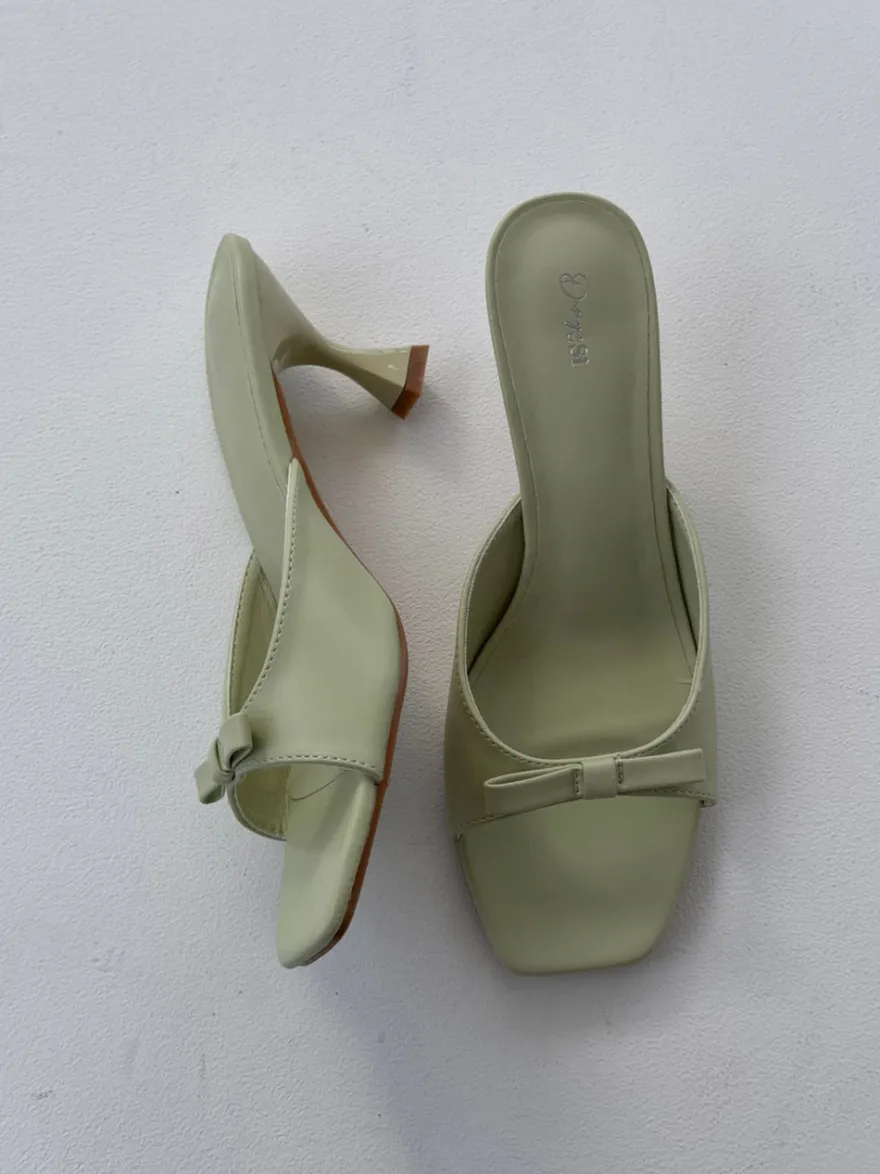 Design By Si Pastella mules med sløjfe - Lysegrøn Discount