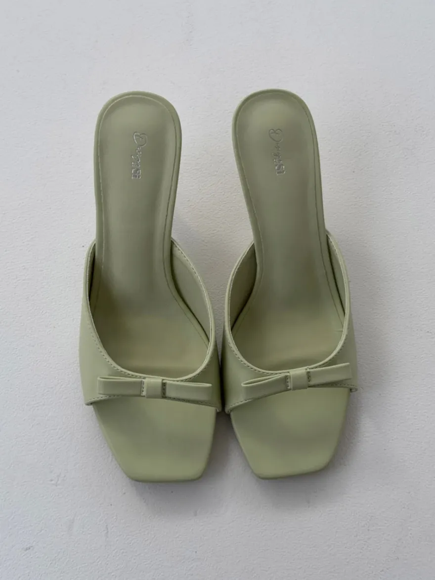 Design By Si Pastella mules med sløjfe - Lysegrøn Discount