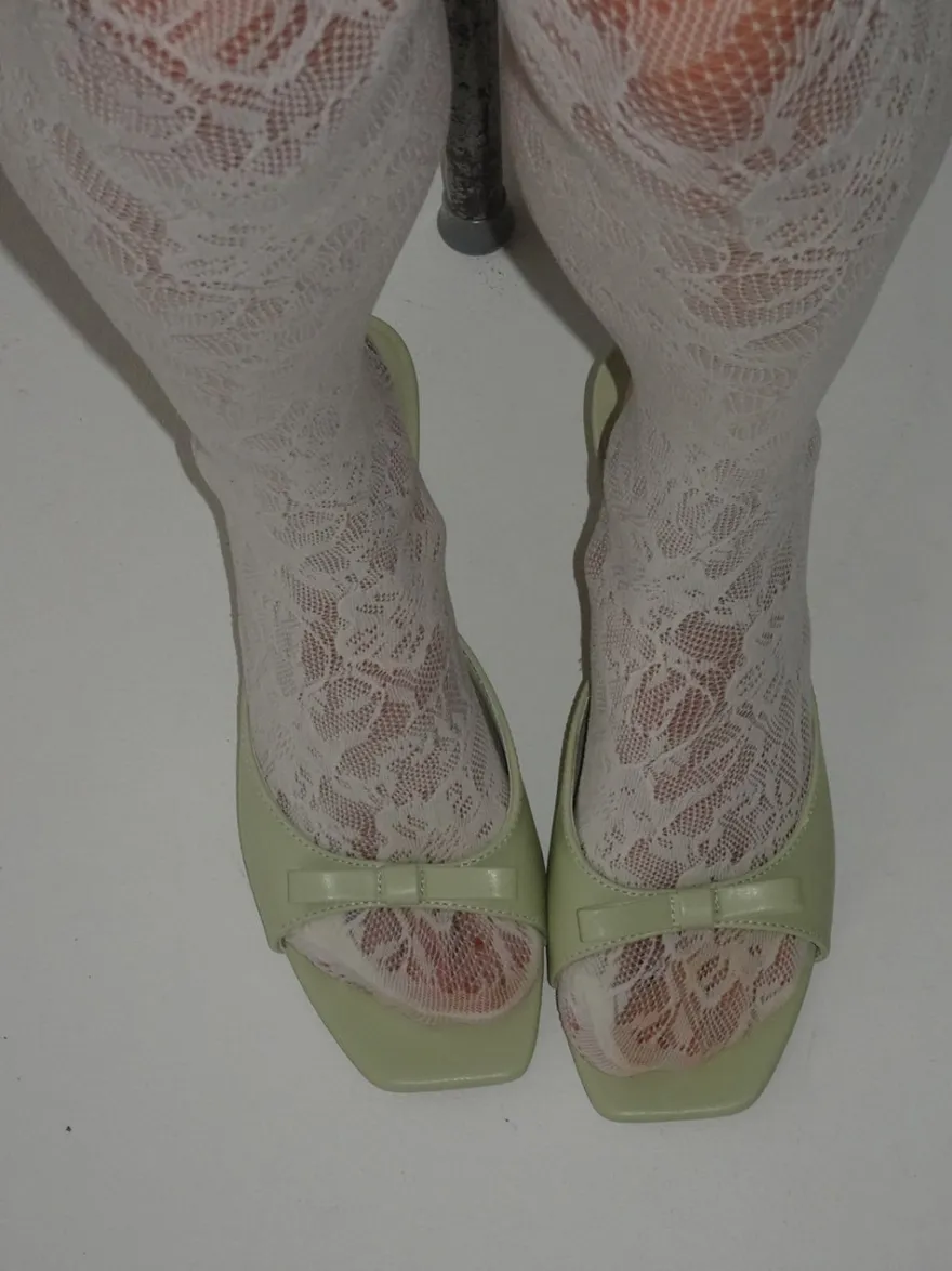 Design By Si Pastella mules med sløjfe - Lysegrøn Discount