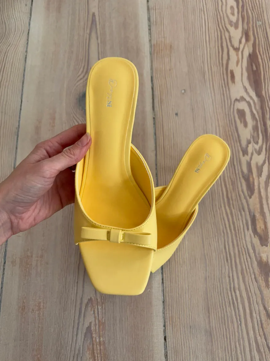 Design By Si Pastella mules med sløjfe - Lysegul Hot