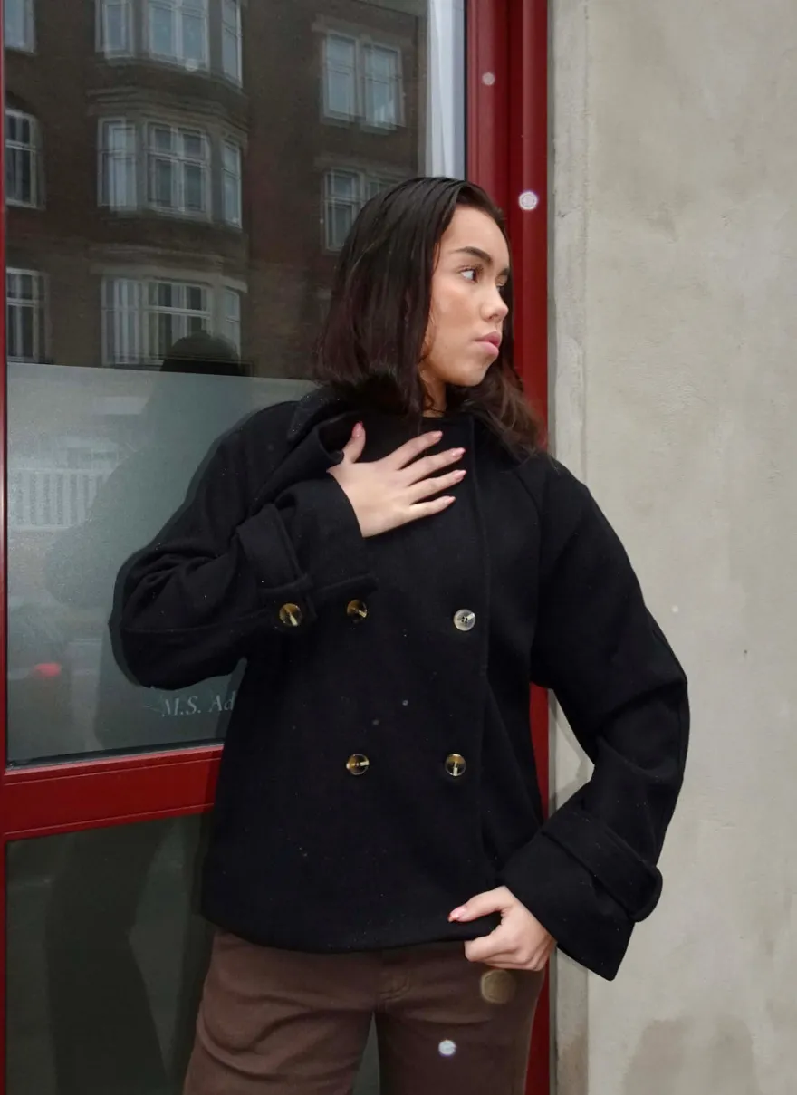 Design By Si Patricia kort trenchcoat - Sort Discount