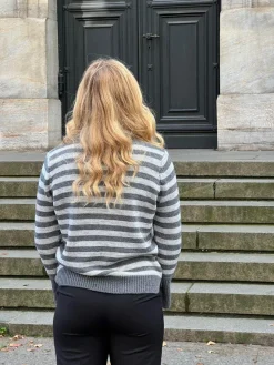 Design By Si Paulina striktrøje - Lysegrå/mørkegrå Clearance