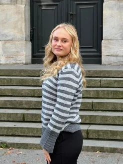 Design By Si Paulina striktrøje - Lysegrå/mørkegrå Clearance