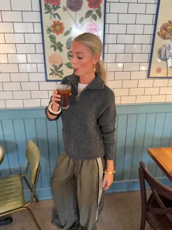 Design By Si Pluto cardigan med lynlås - Grå