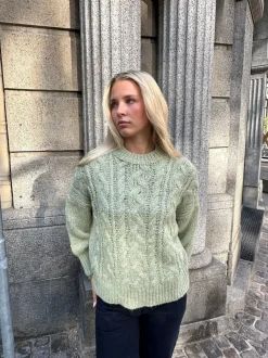 Design By Si Raffaella kabelstrik med ballonærmer - Sage grøn Online