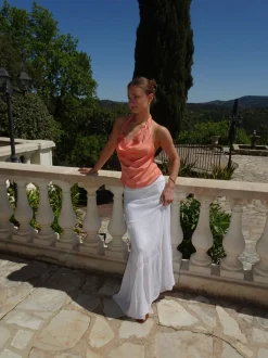 Design By Si Rannvá satin halternecktop - Orange Outlet