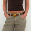 Design By Si Refined bælte - Brun/guld Discount