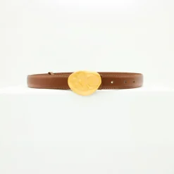 Design By Si Refined bælte - Brun/guld Discount