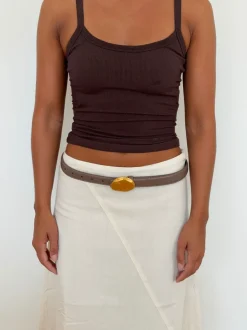 Design By Si Refined bælte - Taupe/guld Hot