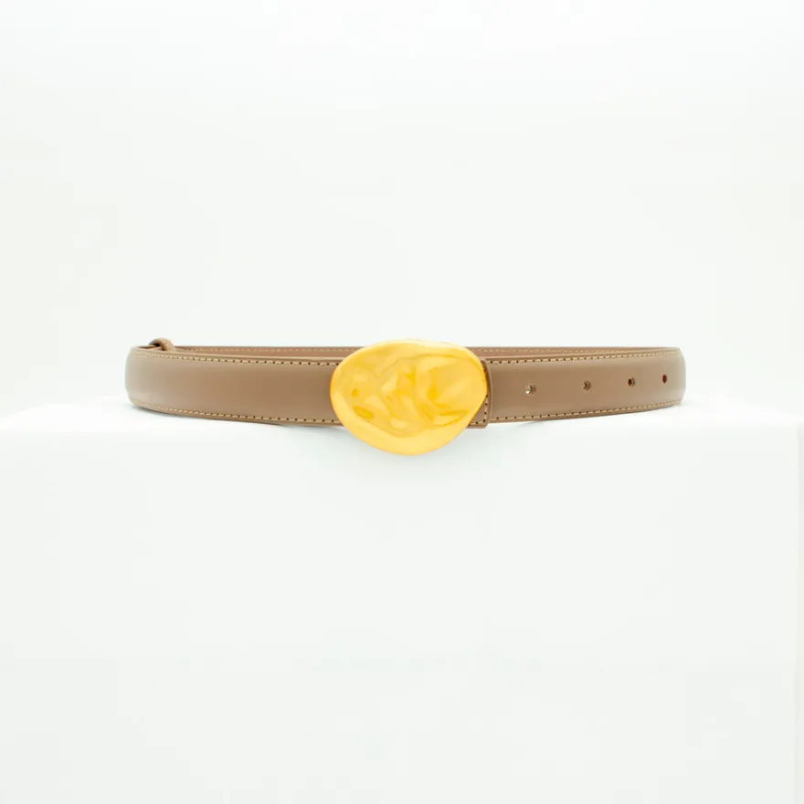 Design By Si Refined bælte - Taupe/guld Hot