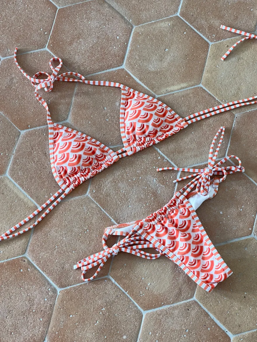 Design By Si Riana bikini med mønster - Hvid/orange Discount