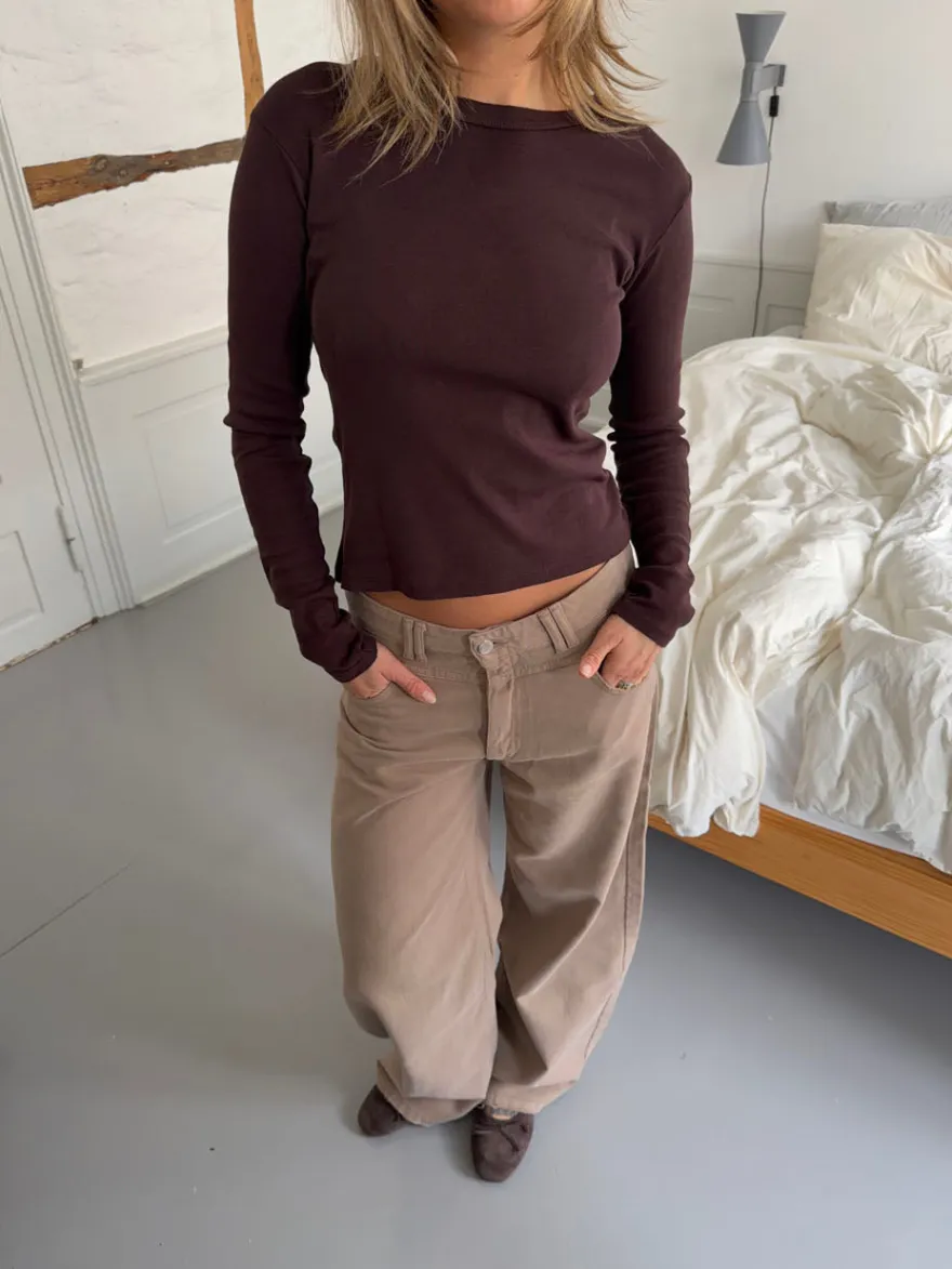 Design By Si Roleo langærmet bluse - Brun Discount