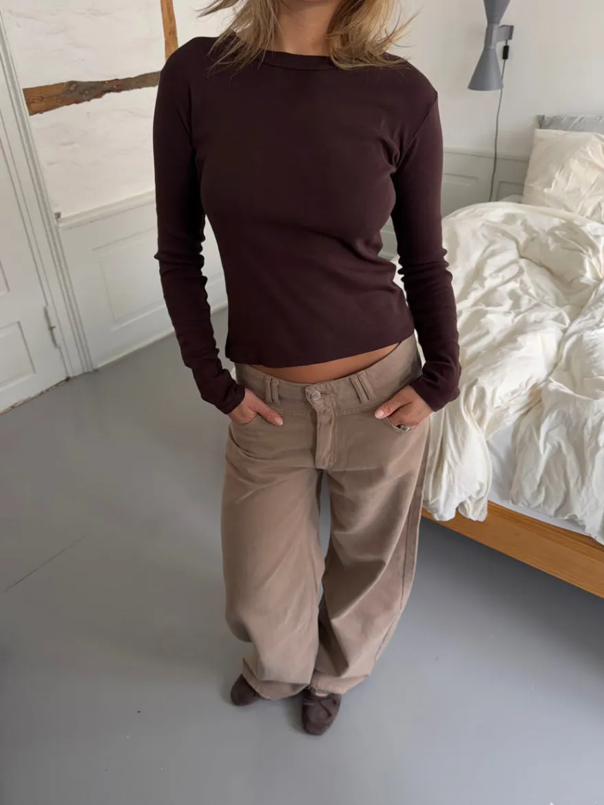 Design By Si Roleo langærmet bluse - Brun Discount