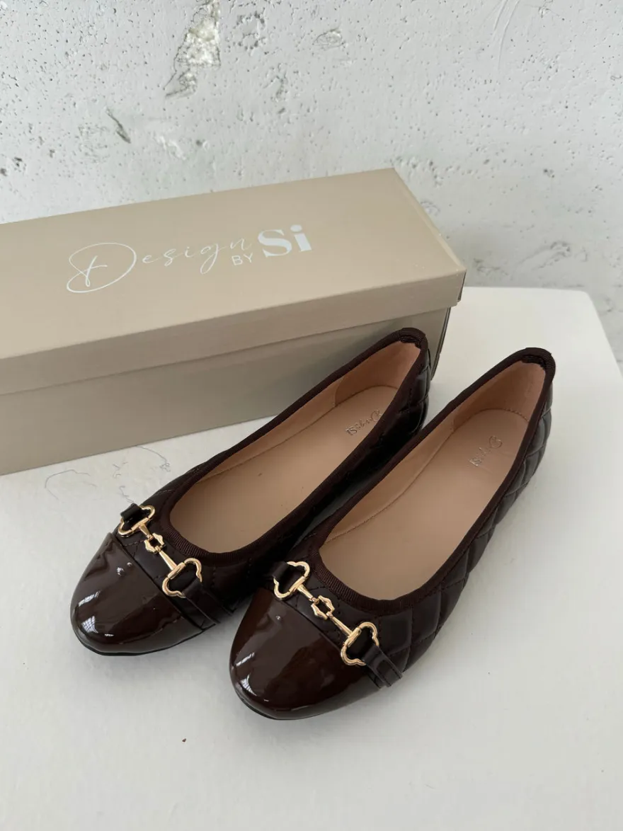 Design By Si Ronda ballerina sko med mønster - Brun Sale