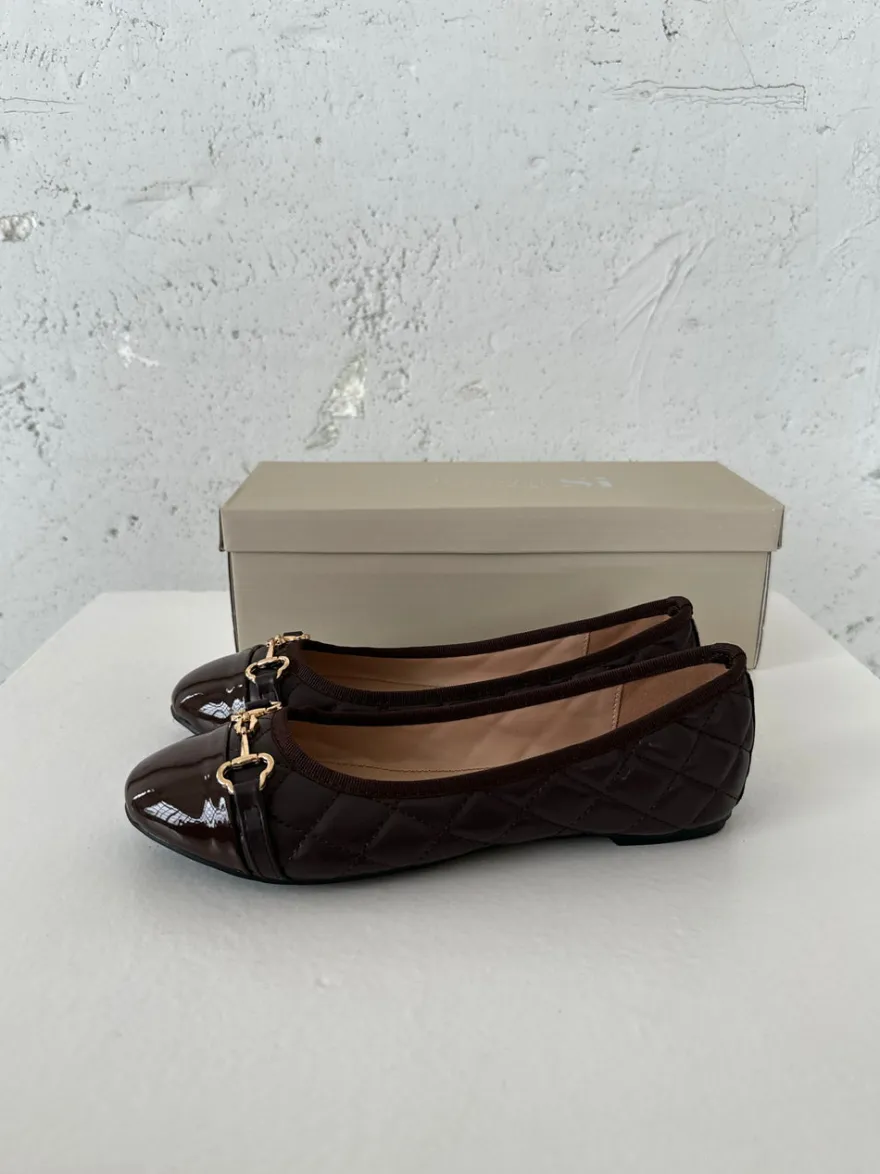 Design By Si Ronda ballerina sko med mønster - Brun Sale
