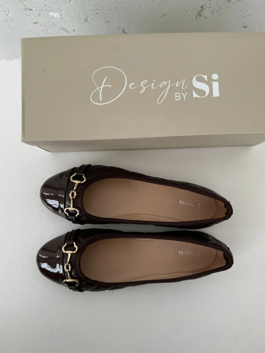 Design By Si Ronda ballerina sko med mønster - Brun Sale