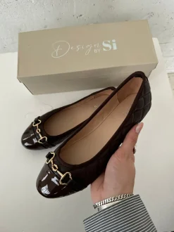 Design By Si Ronda ballerina sko med mønster - Brun Sale